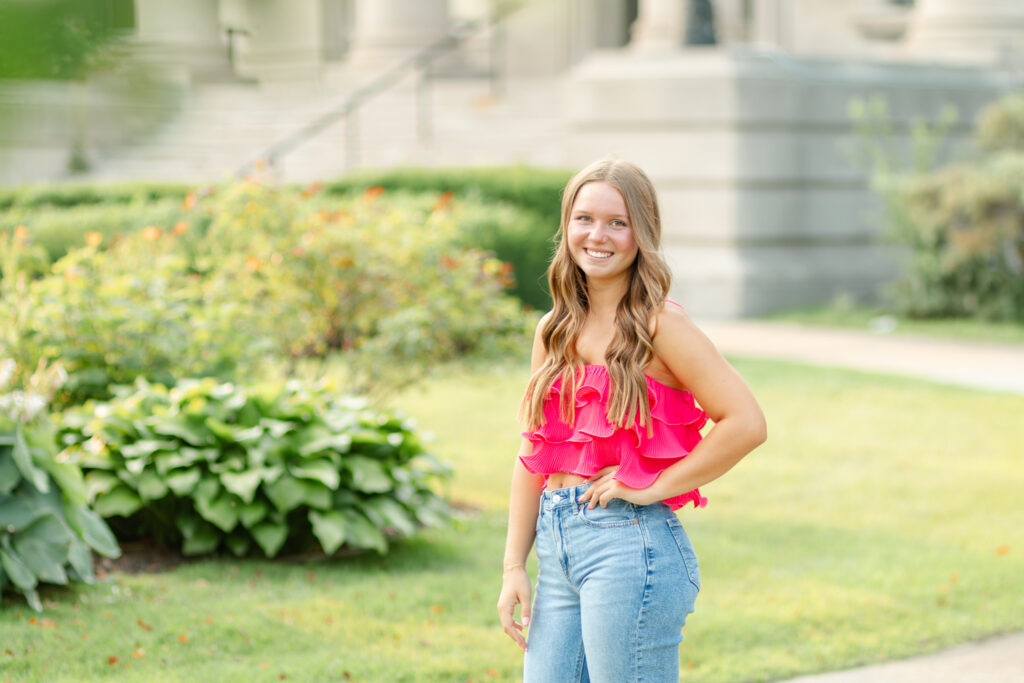 High School Senior posing at golden hour